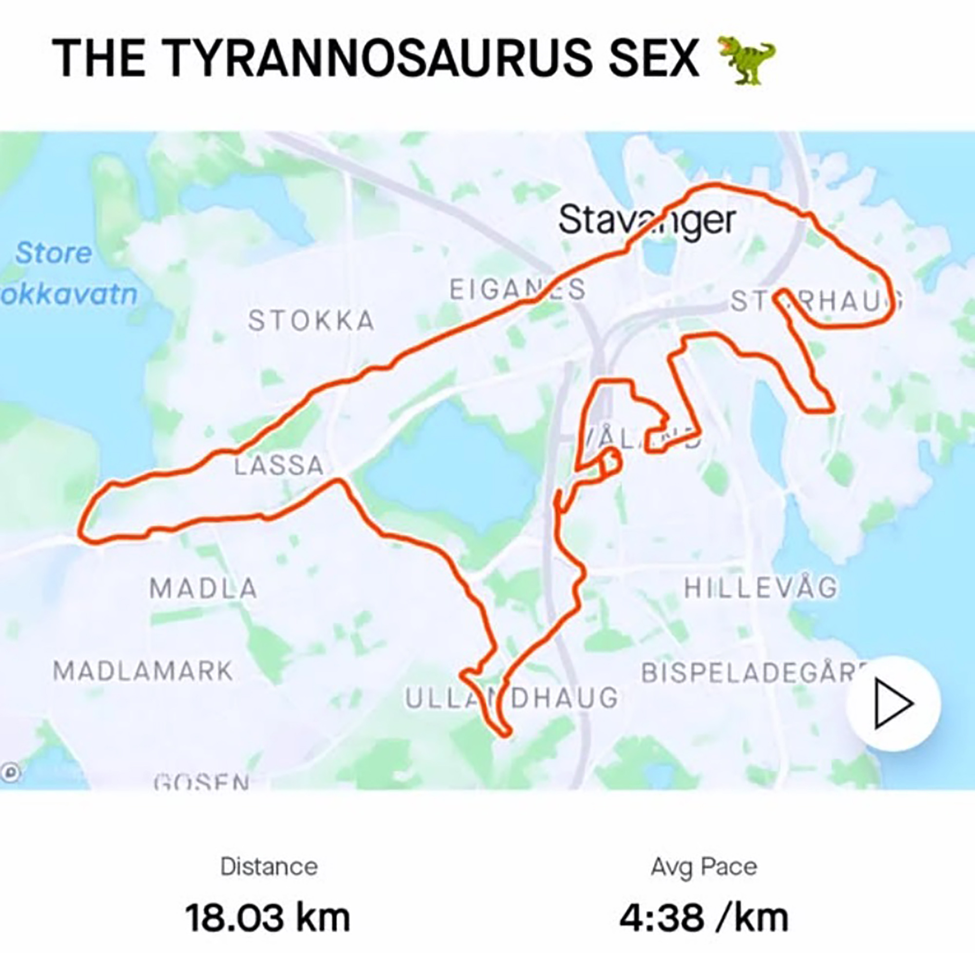Picture shows the “Tyrannosaurus Sex” made by the artist, undated. Unnamed Norwegian, 33, nicknamed "Wanksy") has created what is arguably the world's largest penis – using GPS and a running app. Picture shows the “Tyrannosaurus Sex” made by the artist, undated.