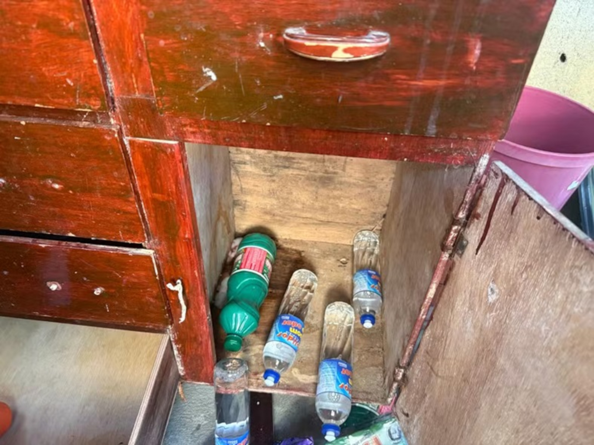 Picture shows the closet where the body of the newborn Ana Beatriz was found in Novo Lino, Alagoas, Brazil. Her mother gave five different versions about what happened. Note: Private photo taken from local media. Coset where the body of the newborn Ana Beatriz was found
