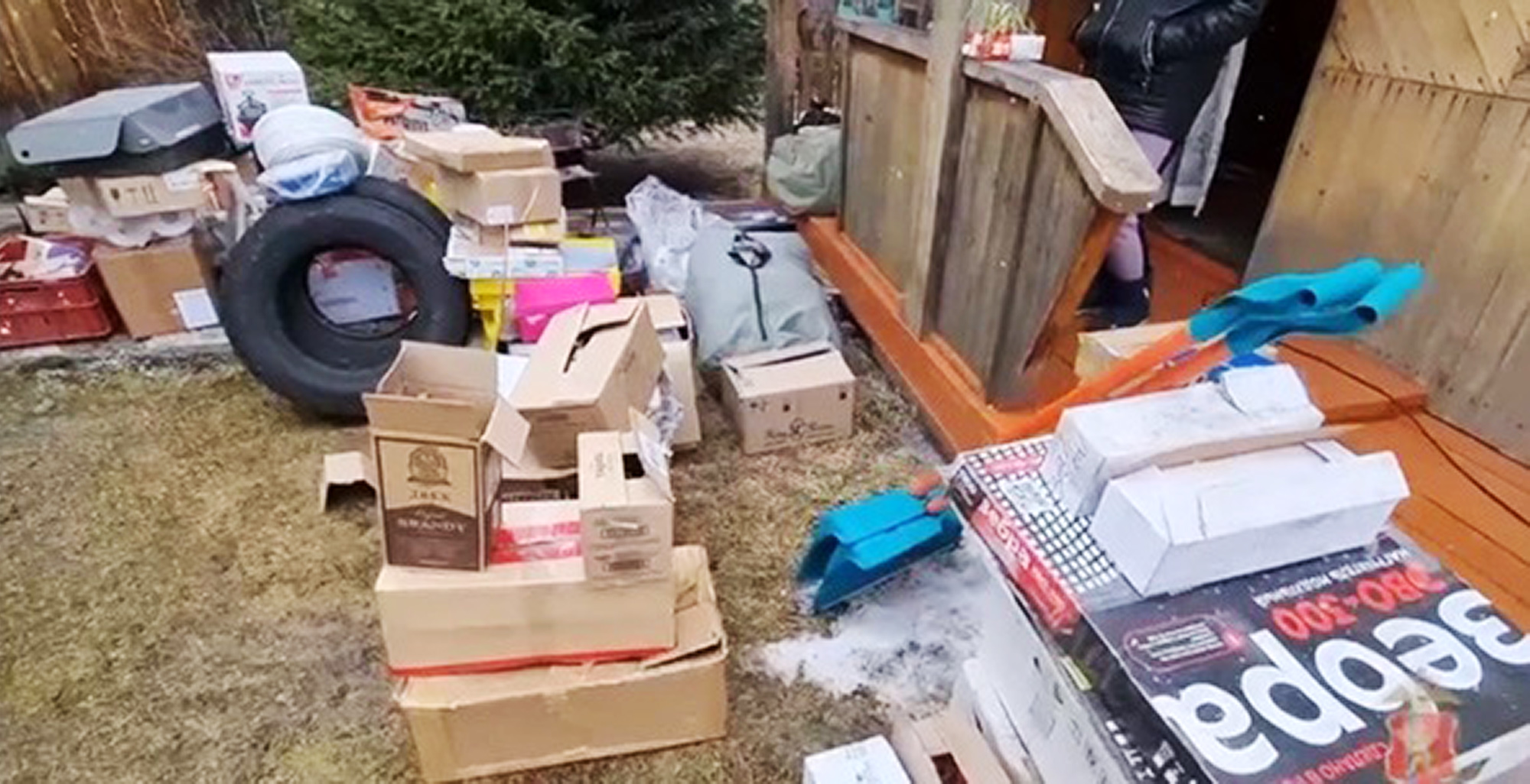 Picture shows the stolen goods found at suspect's home, undated. Father and son cleaned out trucks on the Siberia highway while they were moving, like in the movie Fast and Furious. Note: Police photo. stolen goods