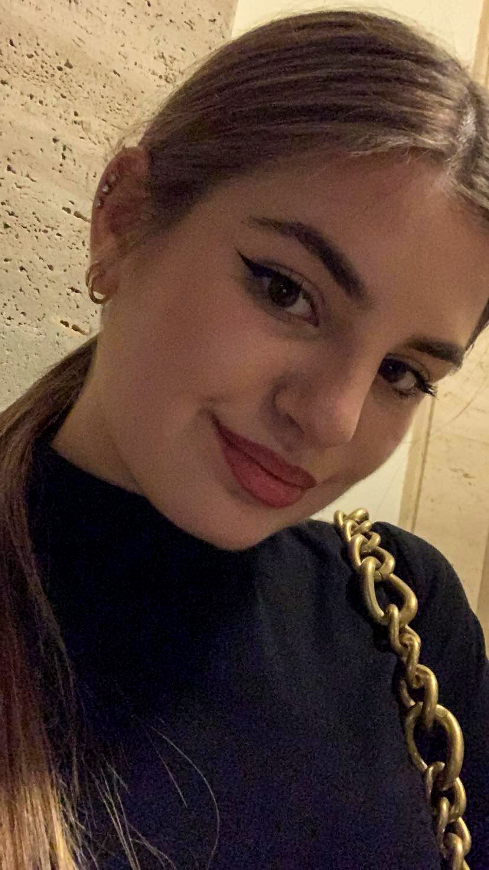 Martina Porcu poses in undated photo. She died in a car crash in Suelli, Italy. Note: Private photo taken from social media. Martina Porcu