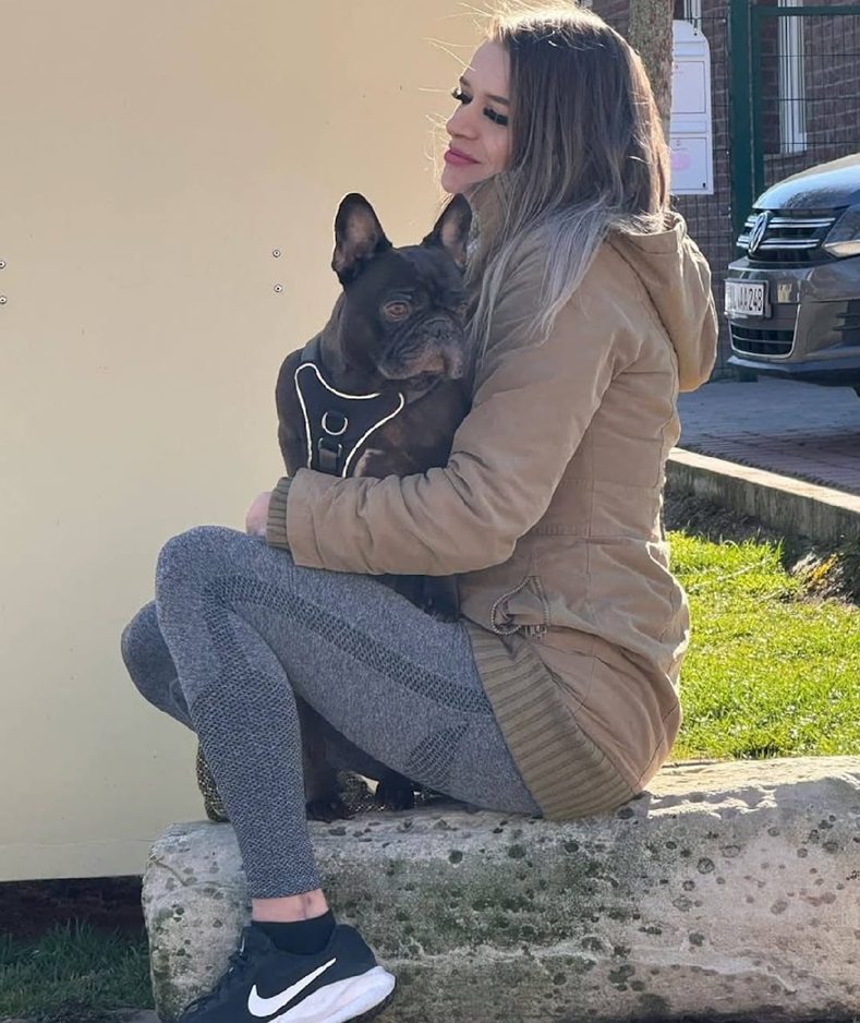 Picture shows Sandra K., 36, and her dog, undated. She has gone missing in Mansfelder Grund-Helbra, Germany. Note: Private photo taken from social media. Sandra K., 36, and her dog