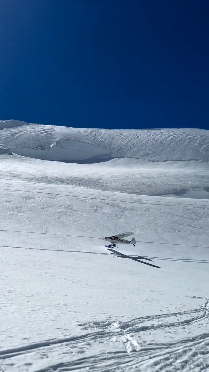 Plane crashes through ski touring group on Monte Rosa, Switzerland, Saturday, April 26, 2025. Note: Photo is a screenshot from a video. Plane crashes through ski touring group