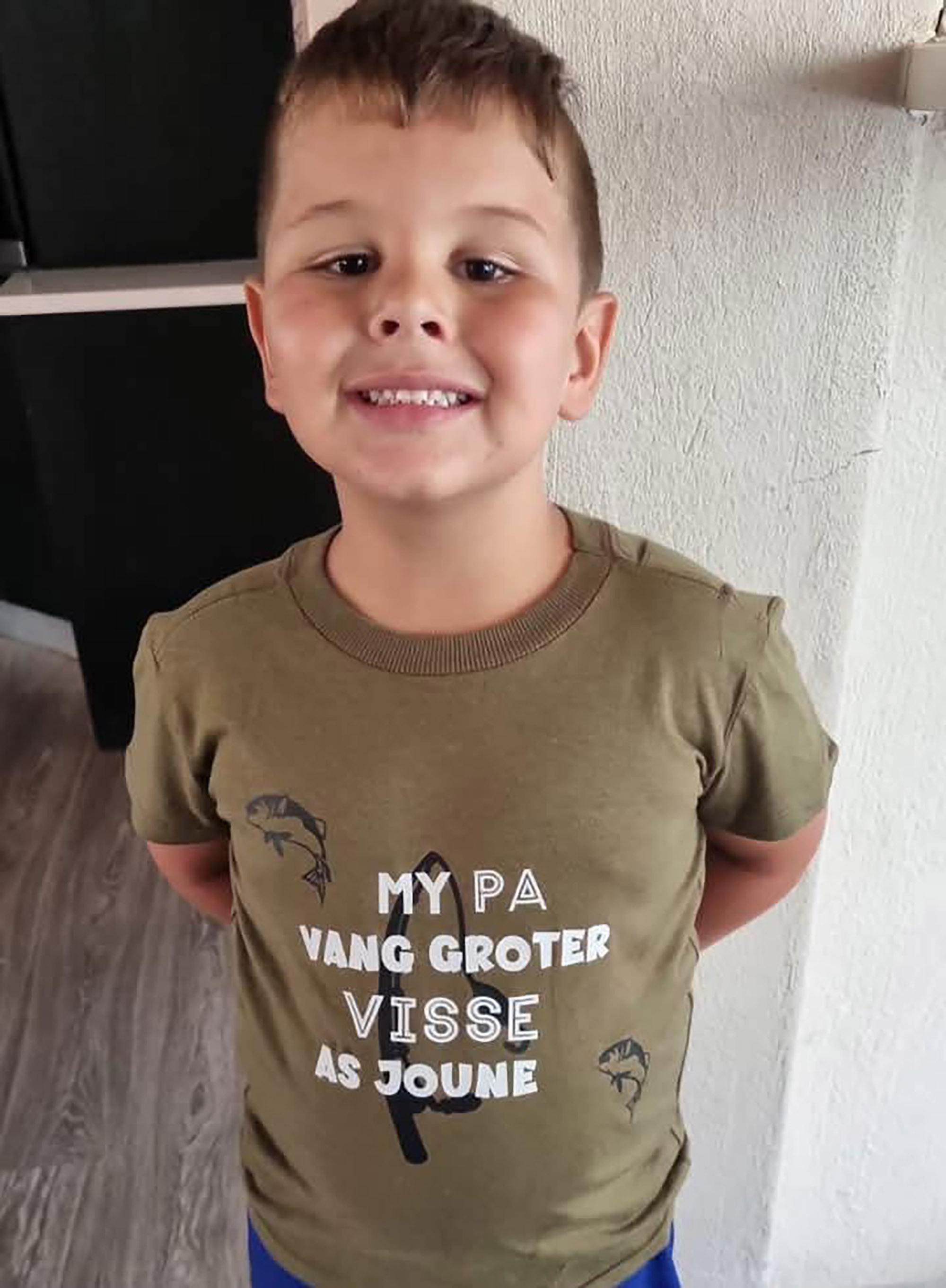 Picture shows seven-year-old Johandre Blom recovering after crocodile attack near Brits, South Africa. He lost his arm. Note: Image is a screenshot from video. Johandre Blom