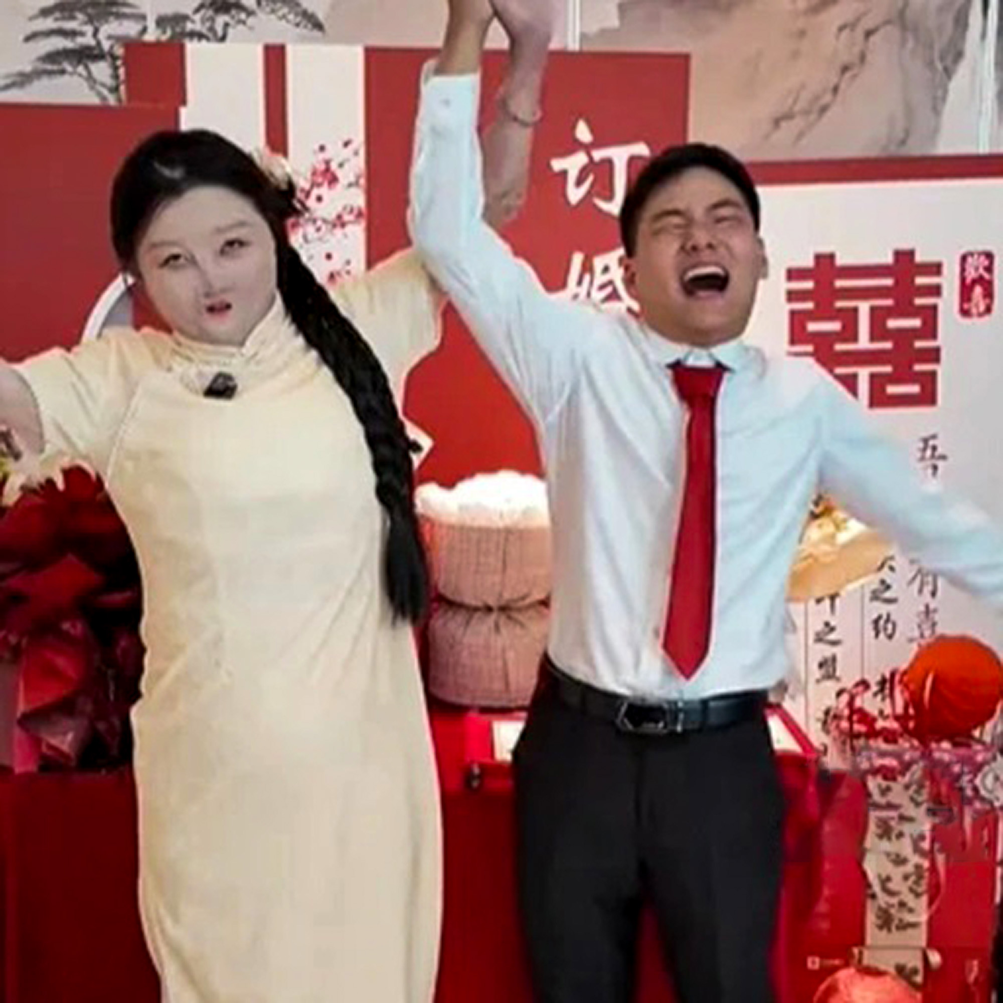 Picture shows Dai Wanyue and her fiancé, undated. The woman with 95 percent burns from Guangshui, China, shares same birthday as her boyfriend. Note: Private photo taken from local media. Dai Wanyue and her fiancé