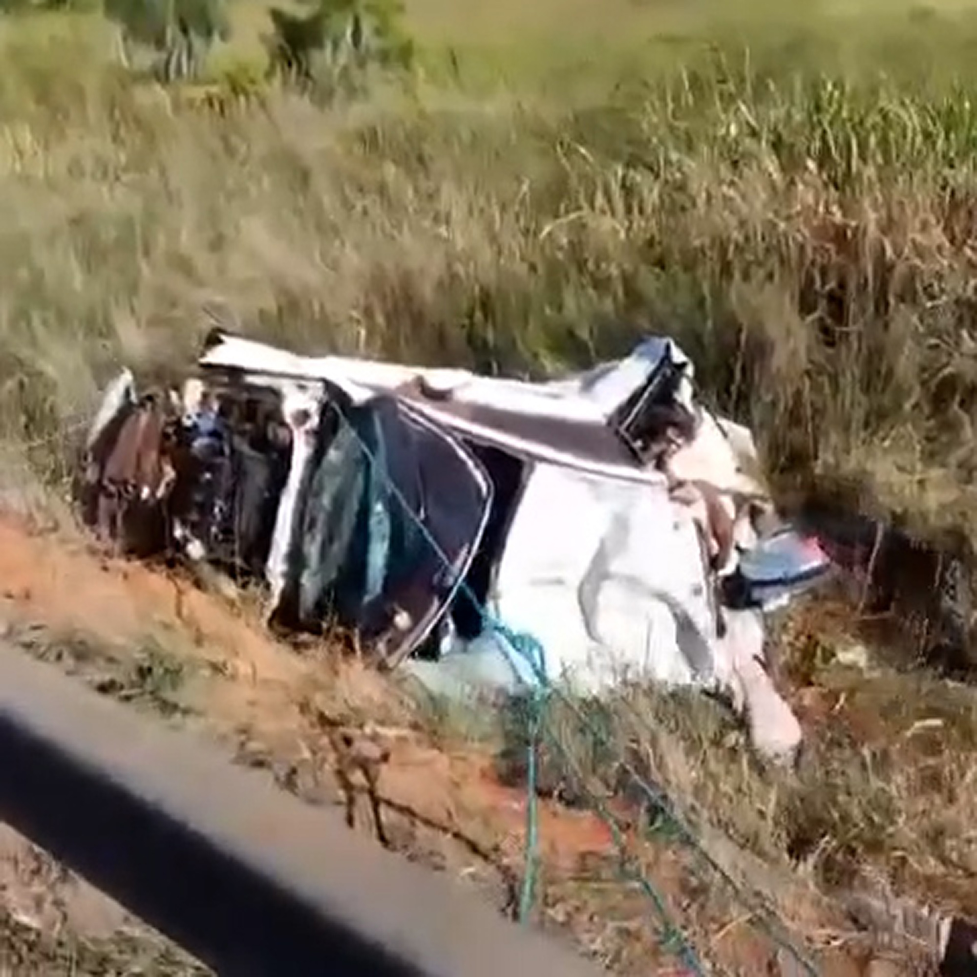 Video shows the scene of the crash, undated. Camilla de Paula Lopes Cavalcante and Anna Luyza Carvalho died after the crash in Indiara, Brazil, on May 5, 2025. Note: Photo is a screenshot from a video. Camilla de Paula Lopes Cavalcante and Anna Luyza Carvalho died after the crash in Indiara