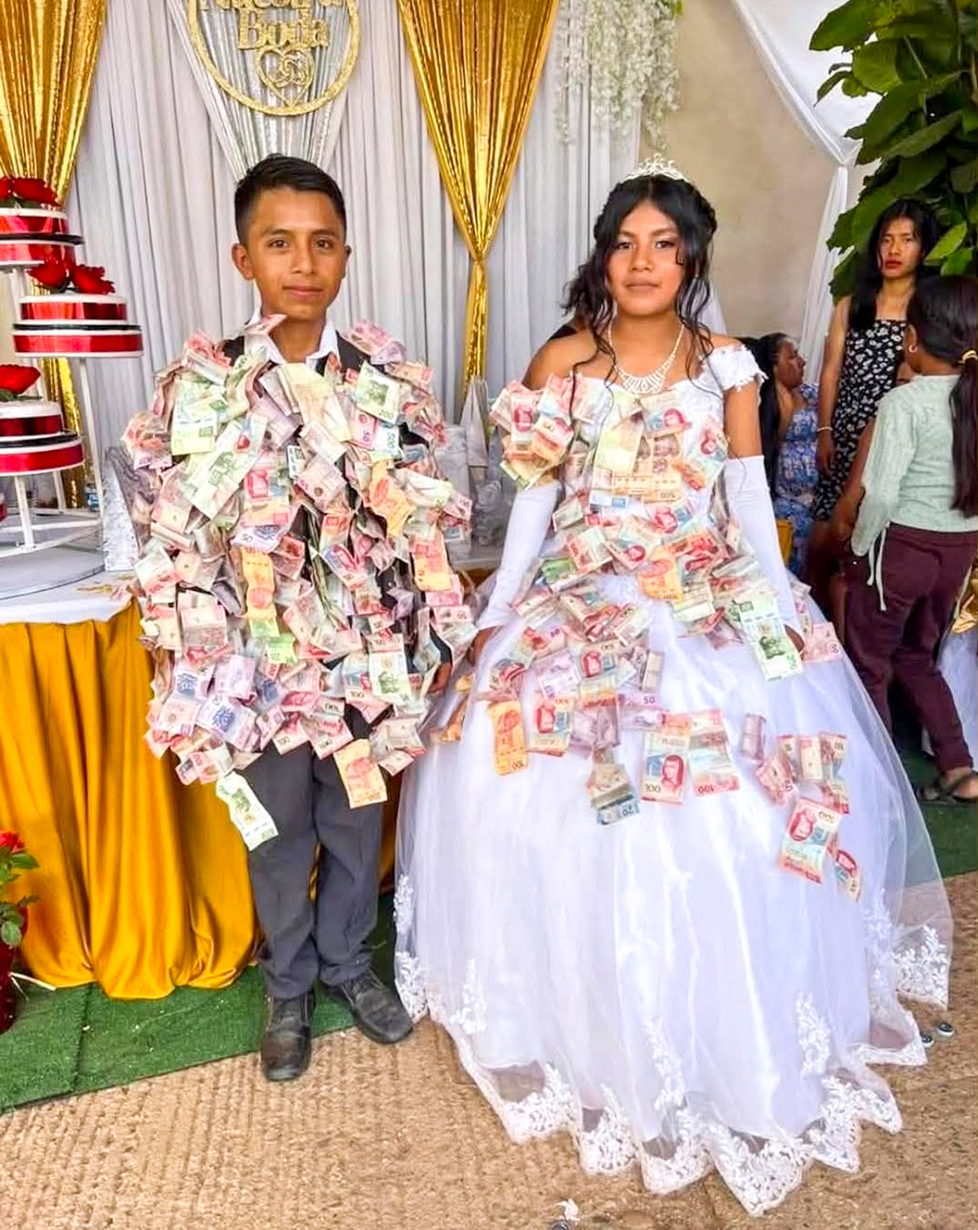 Picture shows the two minors on their wedding celebration in Tlacoachistlahuaca, Mexico, May 4, 2025. According to the Guerrero Women's Secretariat, there was no formal wedding at the Civil Registry. Note: Private photo taken from social media. two minors on their wedding celebration