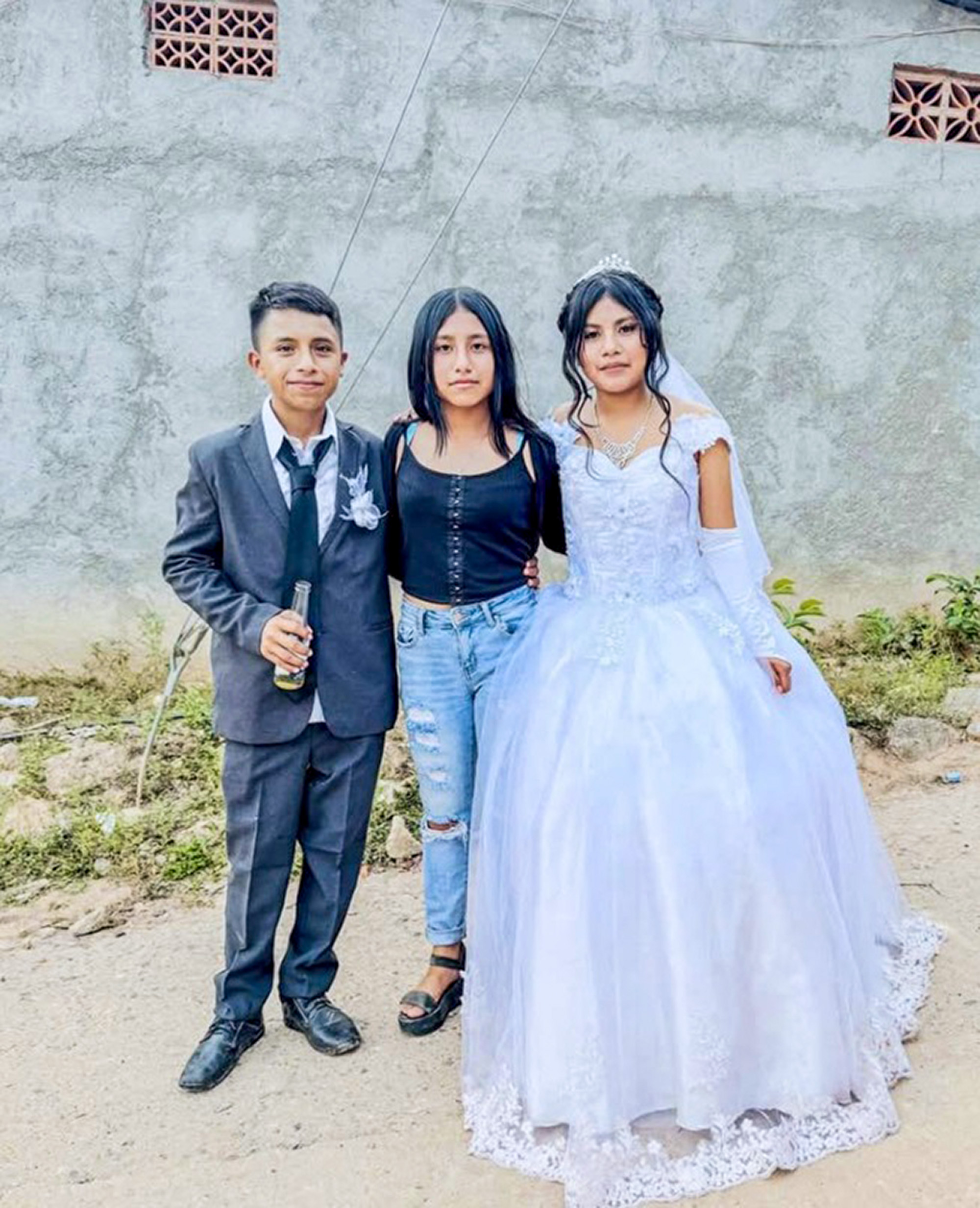 Picture shows the two minors on their wedding celebration in Tlacoachistlahuaca, Mexico, May 4, 2025. According to the Guerrero Women's Secretariat, there was no formal wedding at the Civil Registry. Note: Private photo taken from social media. two minors on their wedding celebration