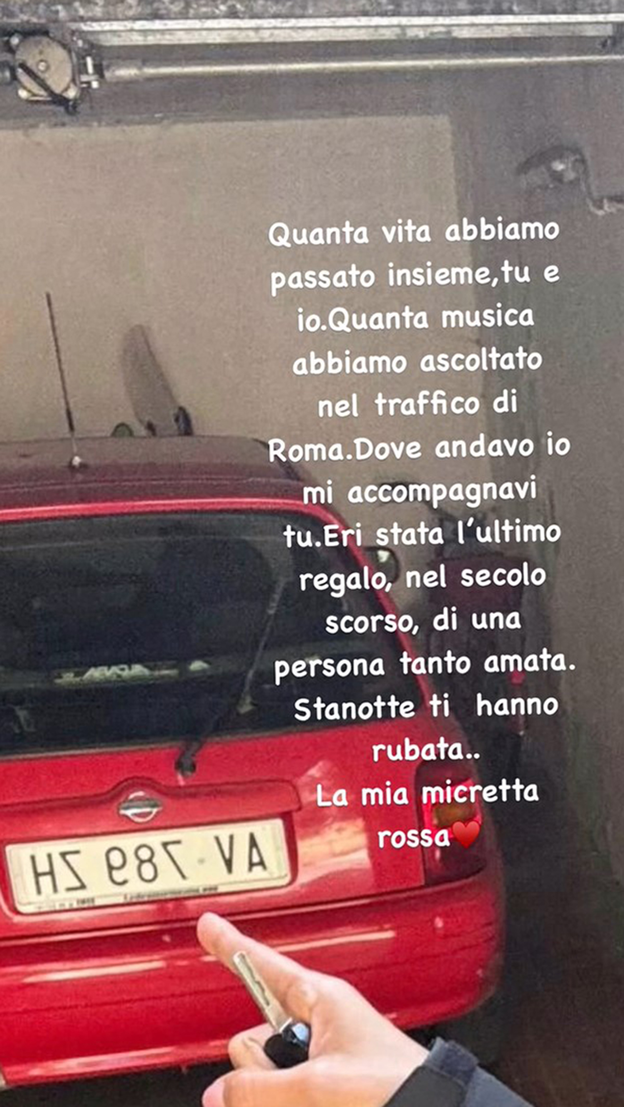 Rita Dalla Chiesa makes emotional plea to have her car returned by thieves after it got stolen in Rome, Italy, in May 2025. It was returned to her the next day. Note: Picture is taken from social media. Rita Dalla Chiesa