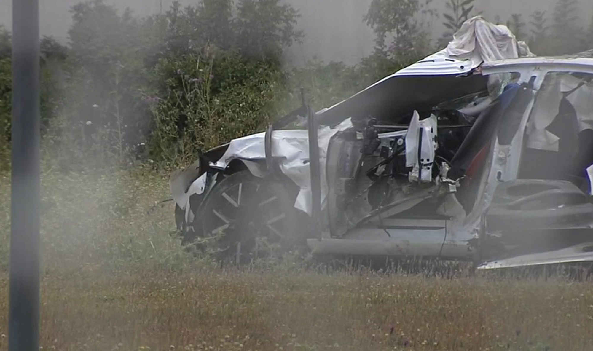 Picture shows the scene where four young people died in a car accident