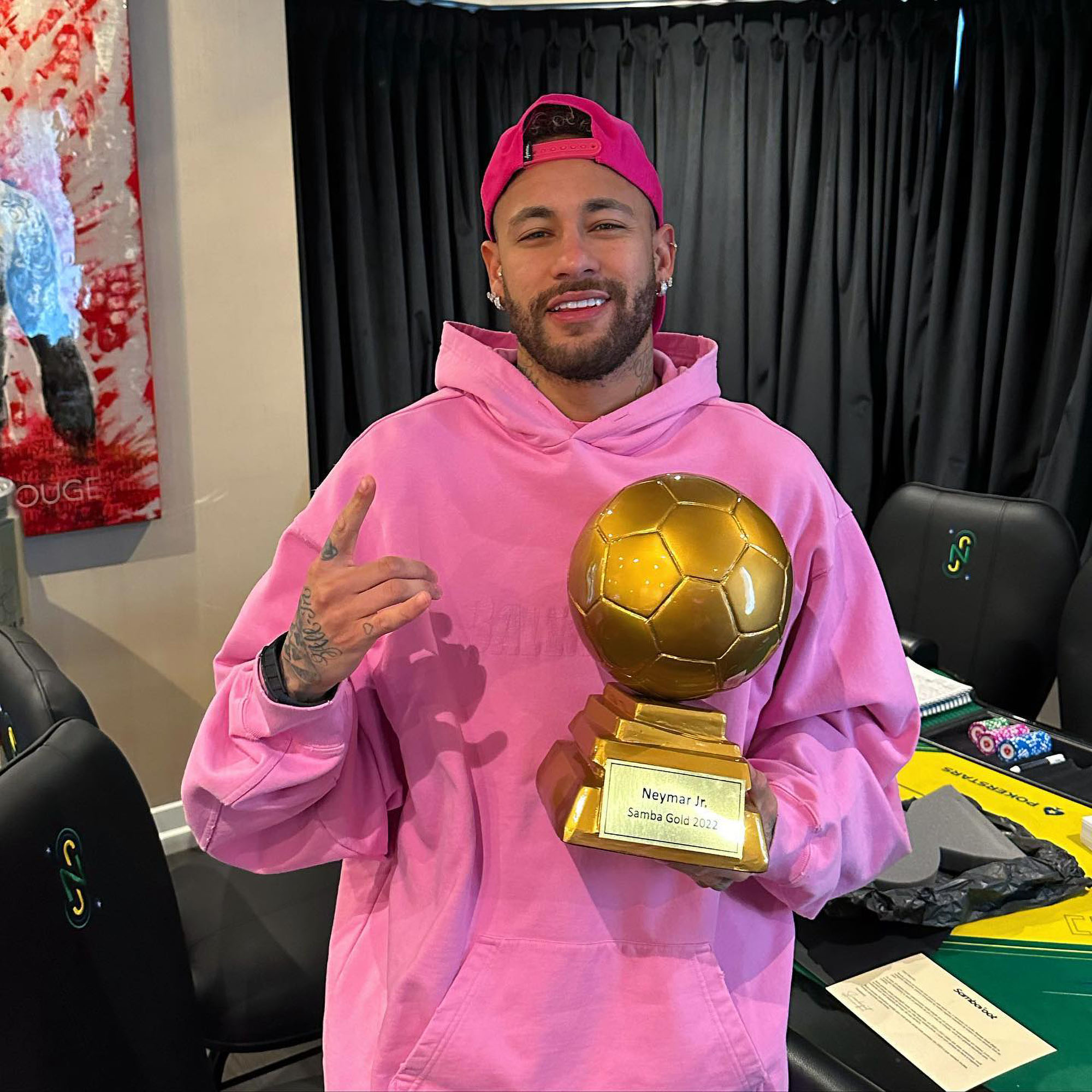 Neymar poses in undated photo. He and Bruna Biancardi are expecting a child and according to information from columnist Lucas Pasin, Neymar wants a boy. Note: Private photo. Neymar