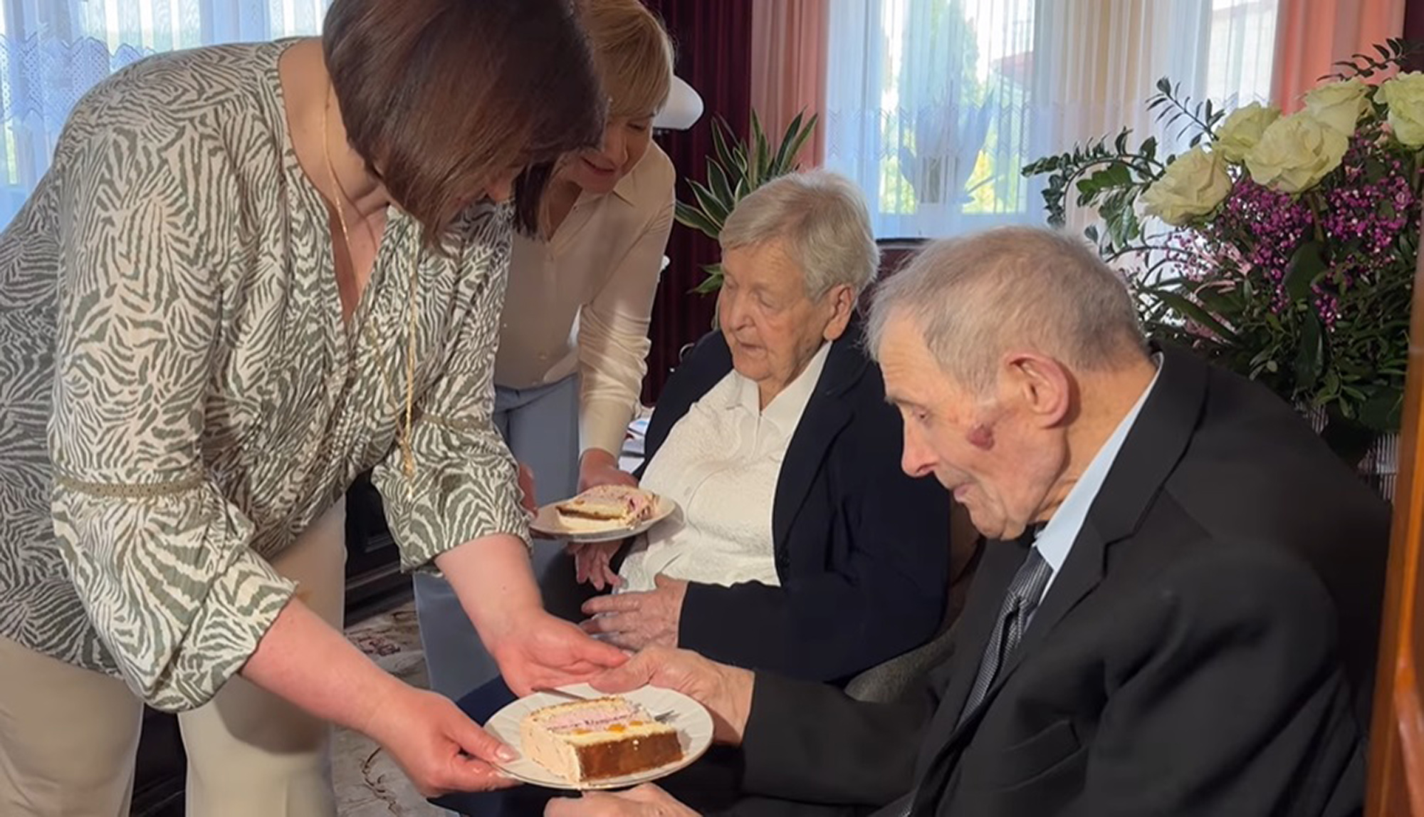 Picture shows the oldest couple in Poland, undated. Wanda (101) and Waclaw Smardz (105) swore their love to each other in 1946. Note: Image is a screenshot from video. the oldest couple in Poland