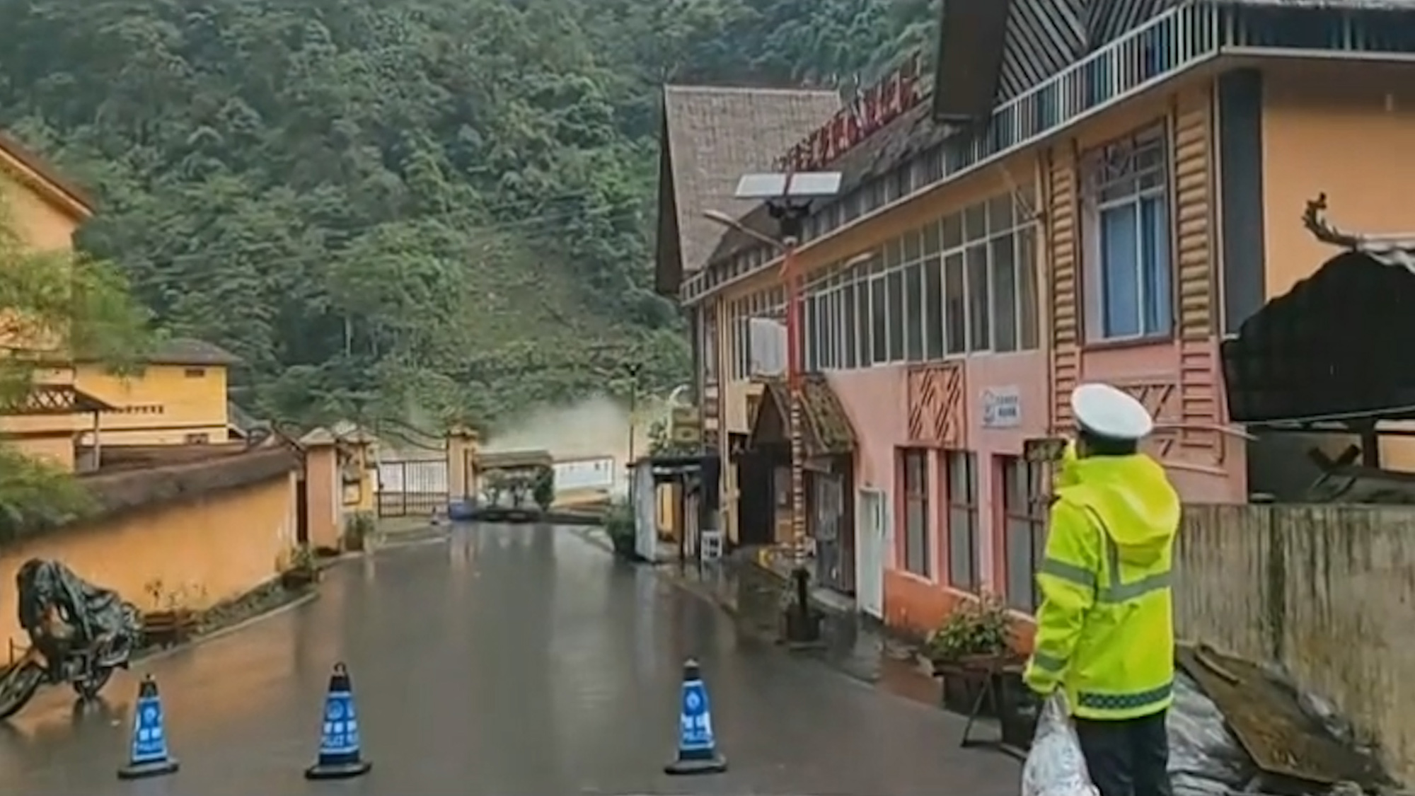 House collapses due to heavy rains in Nujiang Prefecture, Yunnan Province in China, May 31, 2025. There are currently no reports of casualties. Note: Photo is a screenshot from a video. House collapses due to heavy rains