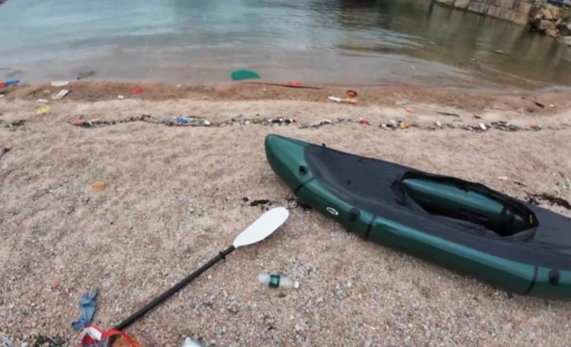 Picture shows Mr. Chen's kayak, undated. Fortunately he was wearing a life-jacket when he fell from the kayak in the waters of Wanshan District of Zhuhai in China, May 25, 2025. Note: Private photo. Mr. Chen's kayak