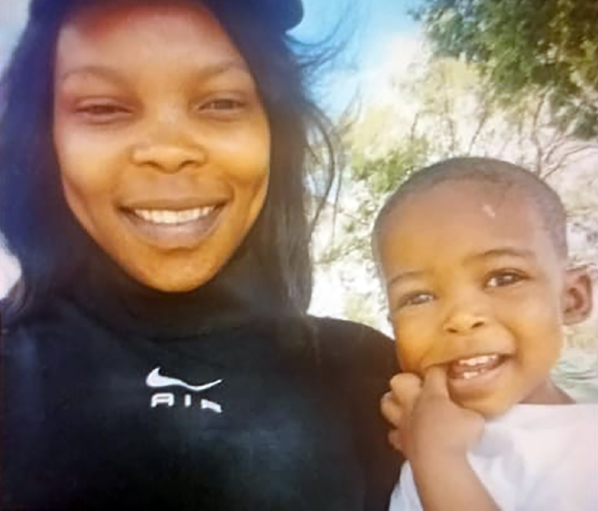 Picture shows Keneiwe Shalaba with two-year-old Kutlwano, undated. The child's body was found in a shallow grave in Randburg, Johannesburg, South Africa. Note: Private photo. Keneiwe Shalaba with two-year-old Kutlwano