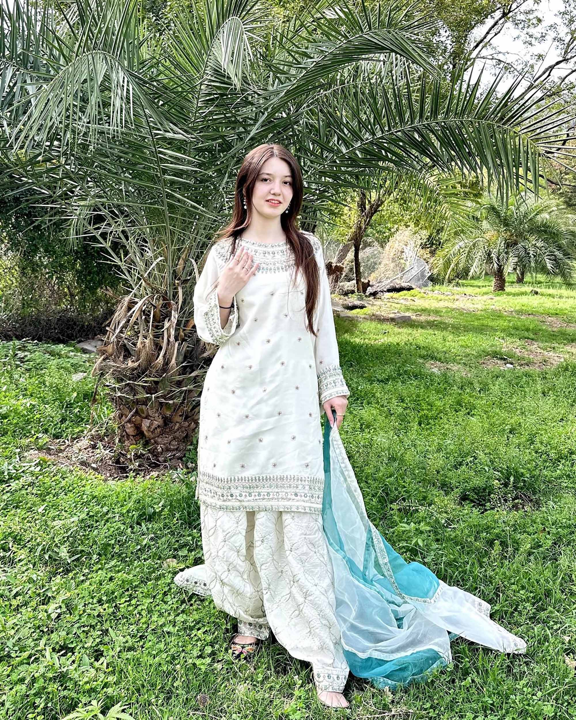 Pakistani TikToker Sana Yousuf poses in undated photo. She was reportedly shot dead by a relative in Islamabad, Pakistan. Note: Private photo taken from social media. Sana Yousuf