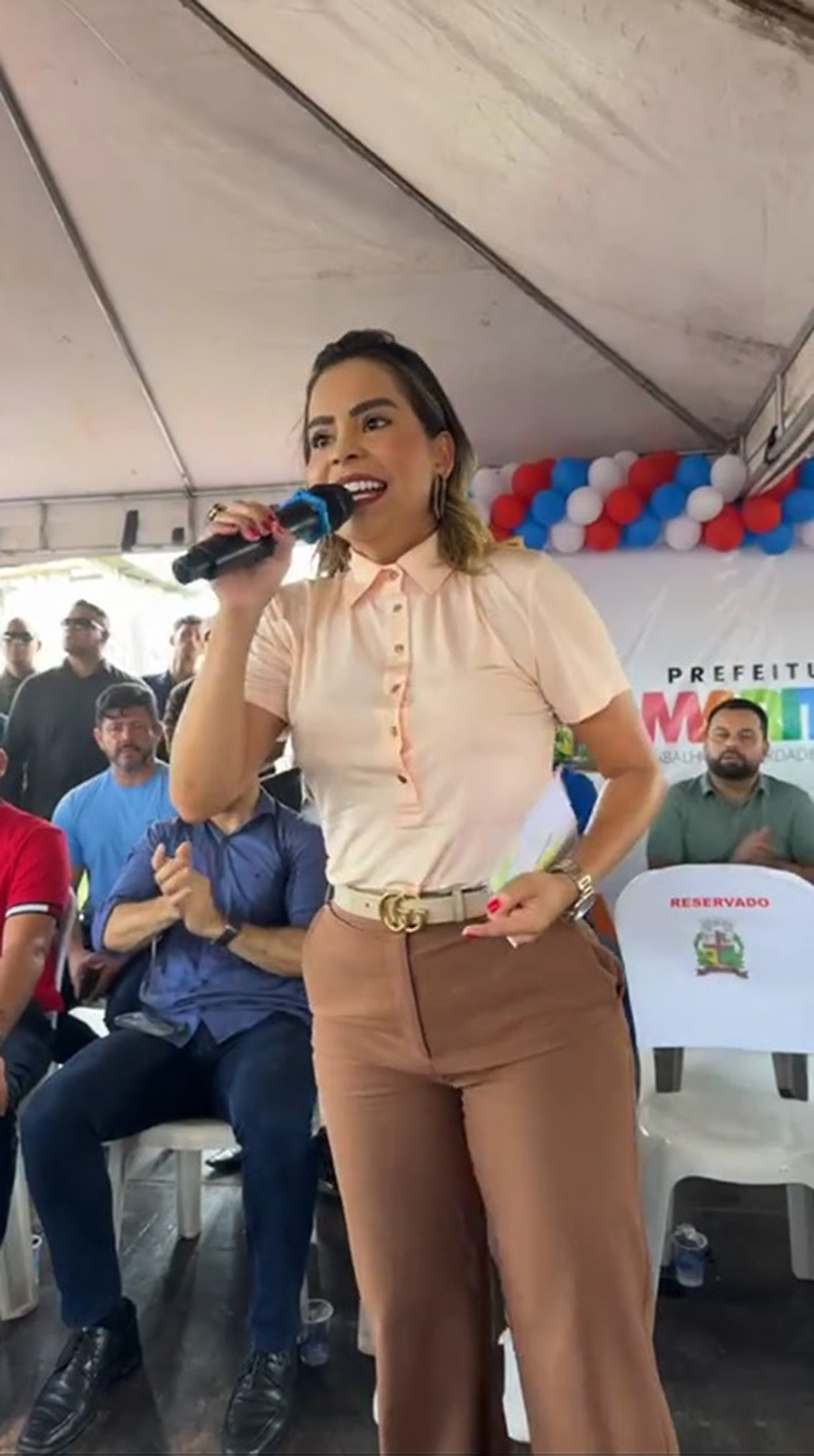 Patricia Alencar poses in undated photo. The mayor of Marituba, Brazil, was criticised for the bikini post. Note: Picture is a screenshot from video. Patricia Alencar