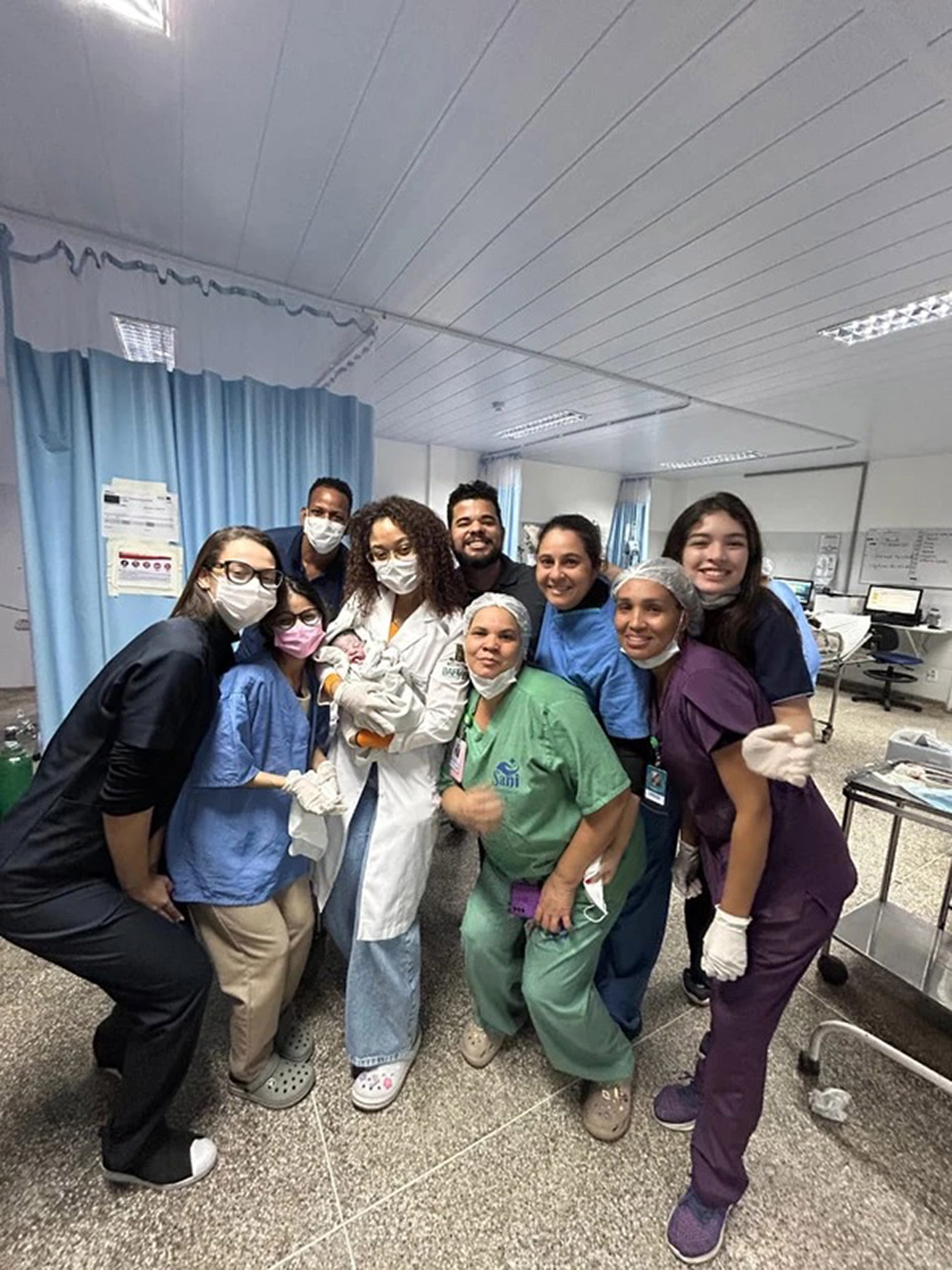 Picture shows the medical team that performed the unexpected birth, undated. A mother gave birth in Salvador, Bahia in Brazil, June 9, 2025. Note: Hospital photo. the medical team that performed the unexpected birth