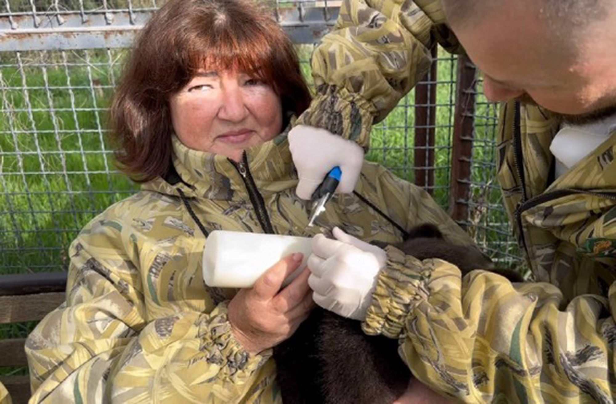 Picture shows Tatyana Aleksagina who came to the aid of Oleg Zubkov, undated. He was attacked by lions at the Taigan Park in Crimea. Note: Private photo. Tatyana Aleksagina