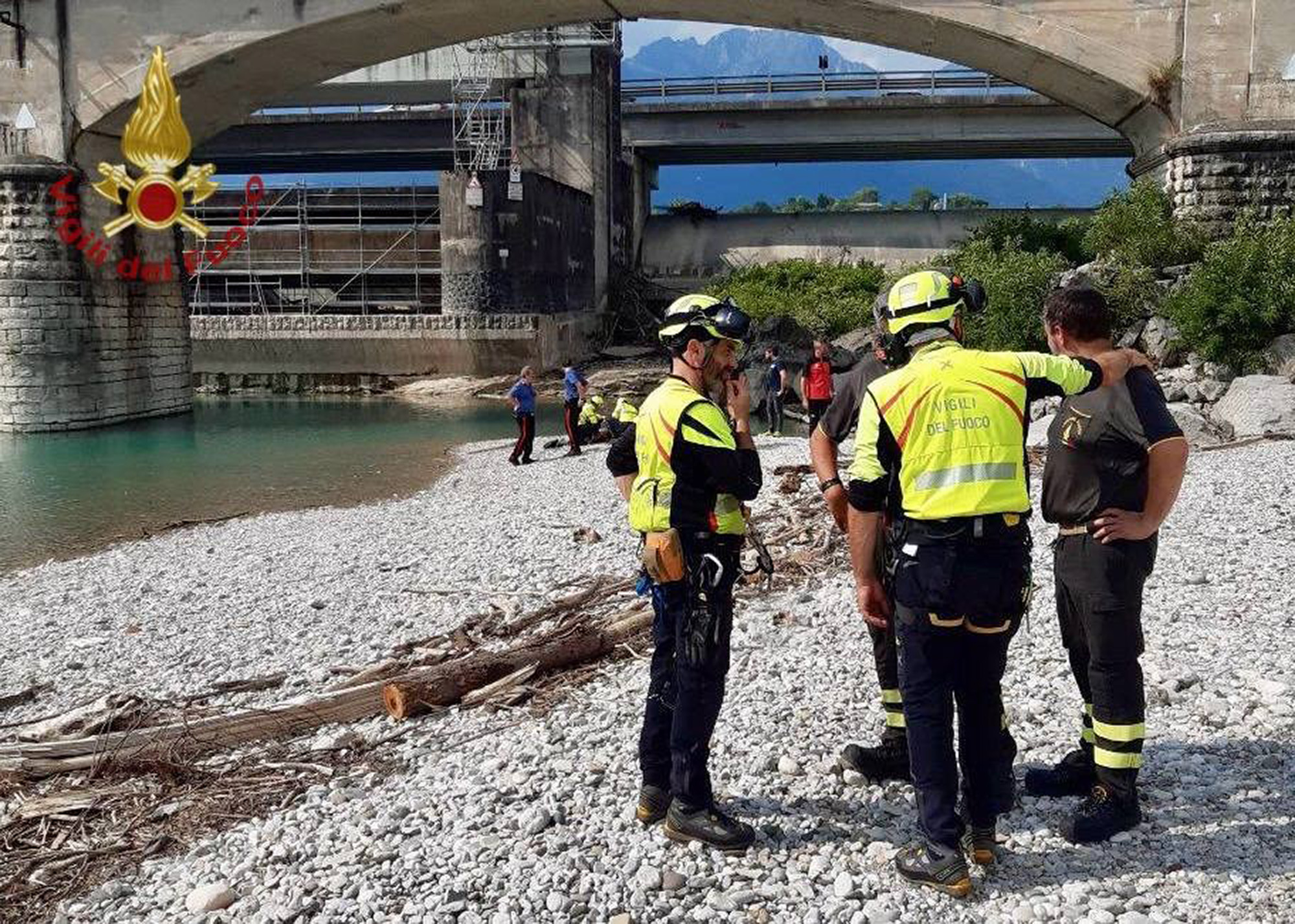 Picture shows the rescue team at the scene, undated. Gaia De Gol, 15, dies after being hit by a boulder while taking a selfie. Note: Photo from Fire Department. the rescue team at the scene