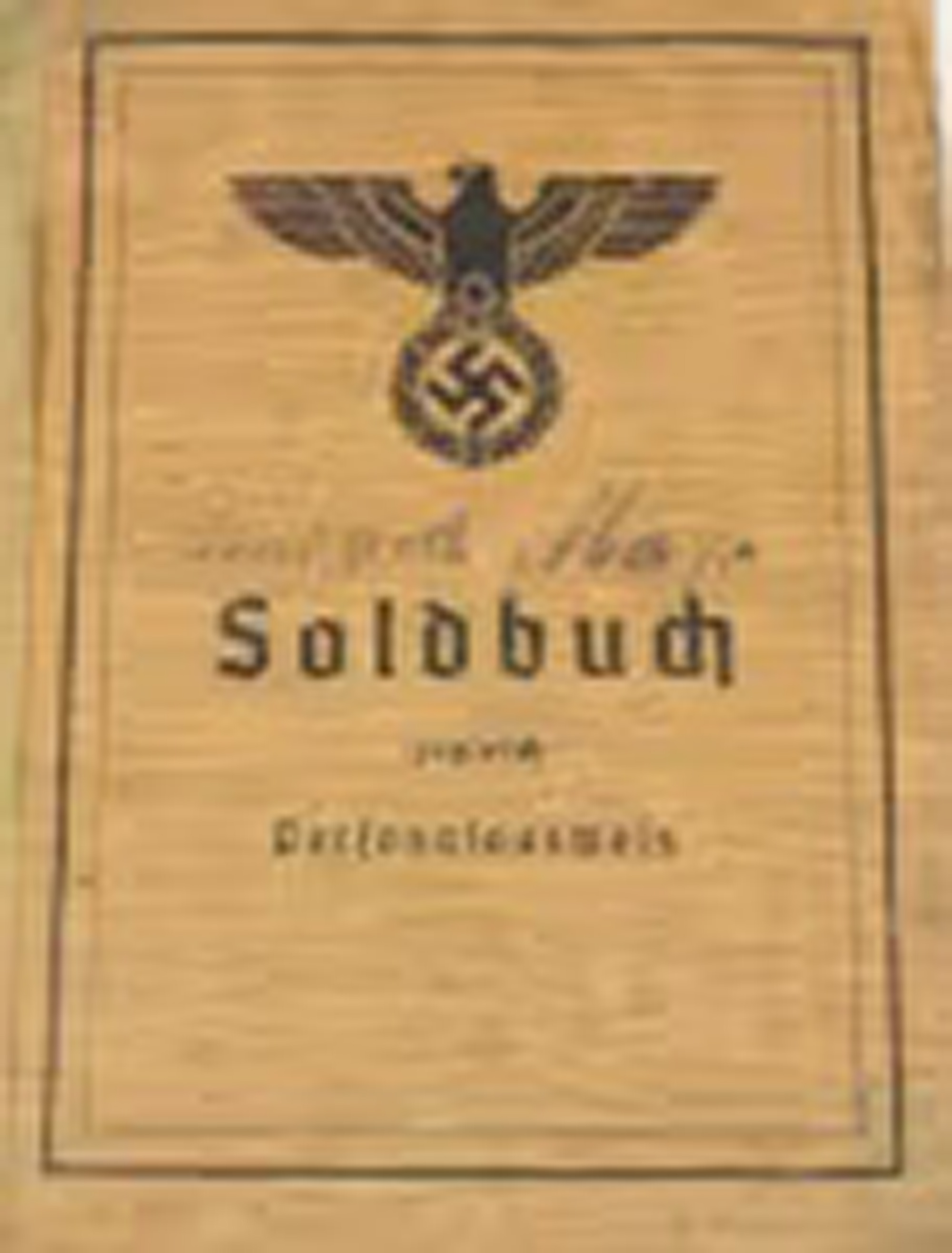 Picture shows German Soldbuch, undated. A group of 25 men in Wehrmacht uniforms were stopped by the Bernese cantonal police after crossing the Wildhorn massif. Note: Private photo. Picture shows German Soldbuch