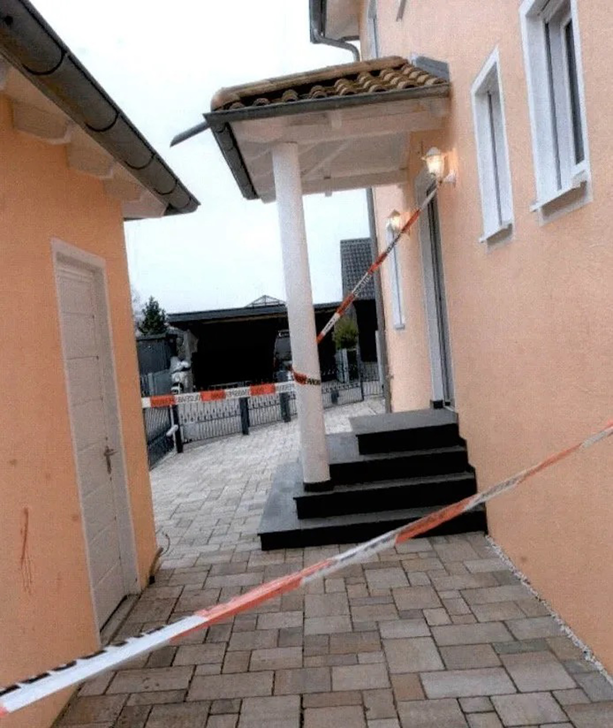Picture shows the scene of the crime in the Munich area, Germany, undated. It shows traces of blood on the walls. Note: Private photo. Picture shows the scene of the crime in the Munich area