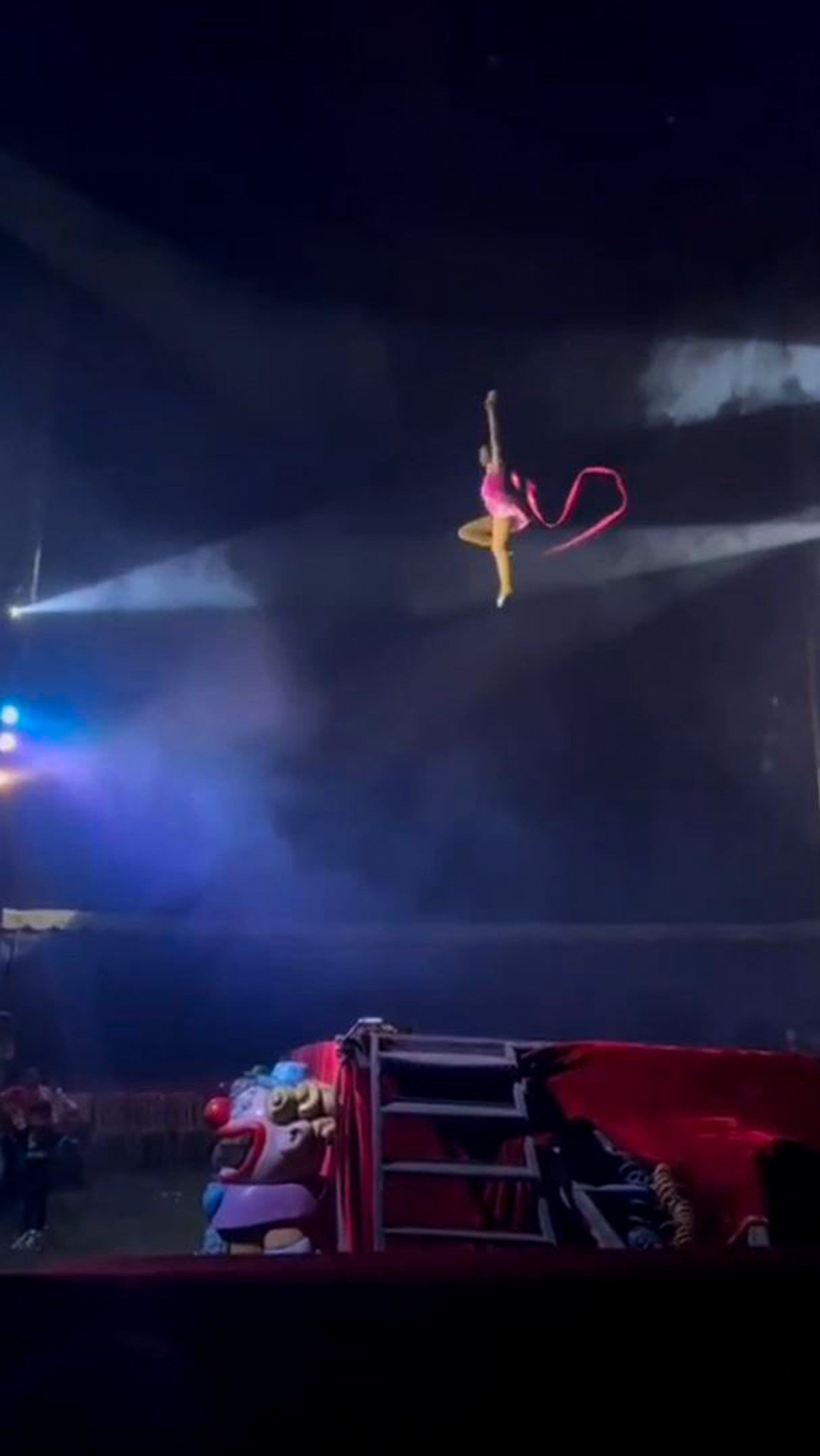 A circus performer falls and is treated in Miracema, Brazil, on Sept.13,2025. The circus said there was a human error. Note: Photo is a screenshot from a video A circus performer falls and is treated in Miracema, Brazil