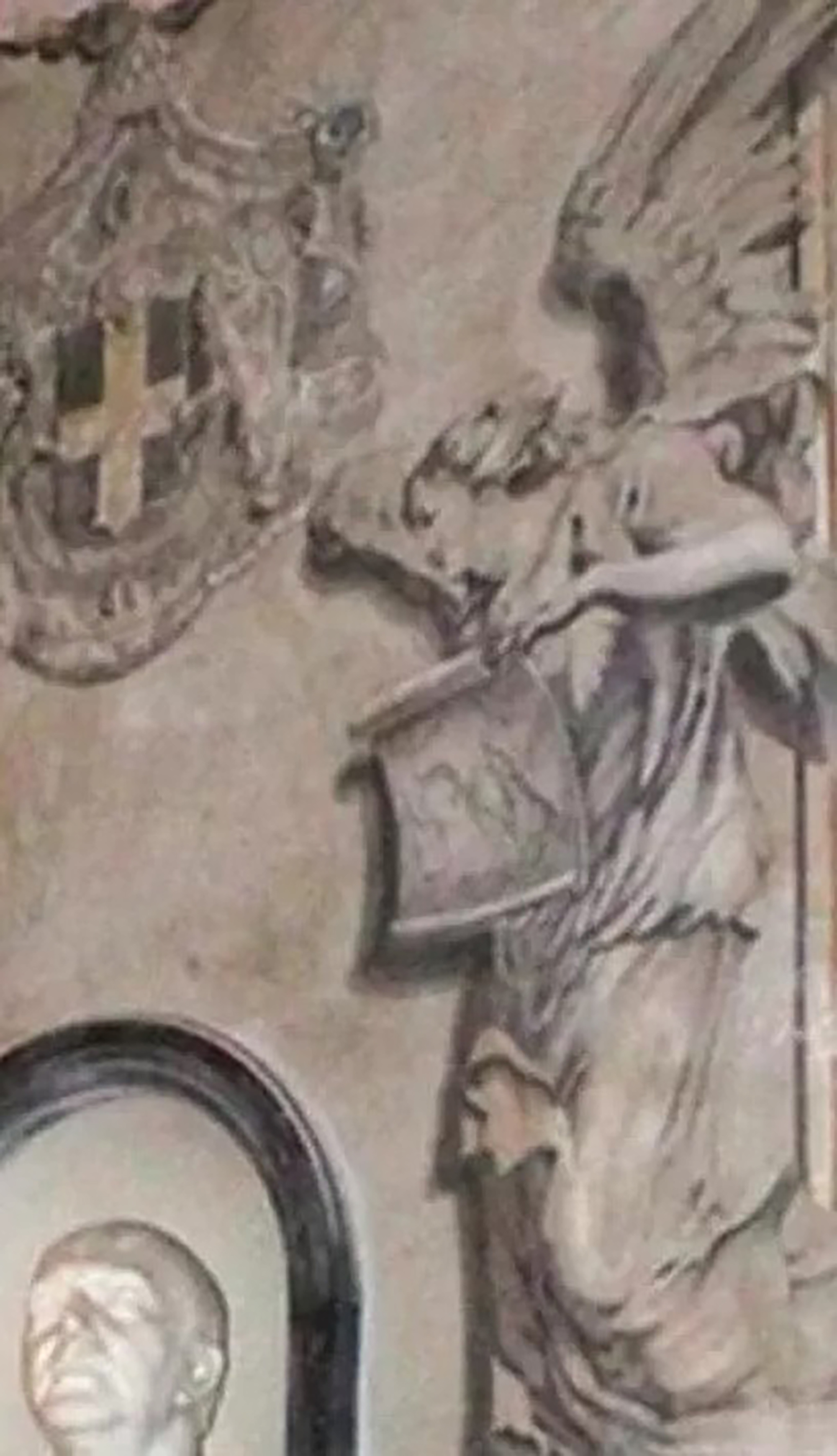 Picture shows the fresco before restoration, undated.