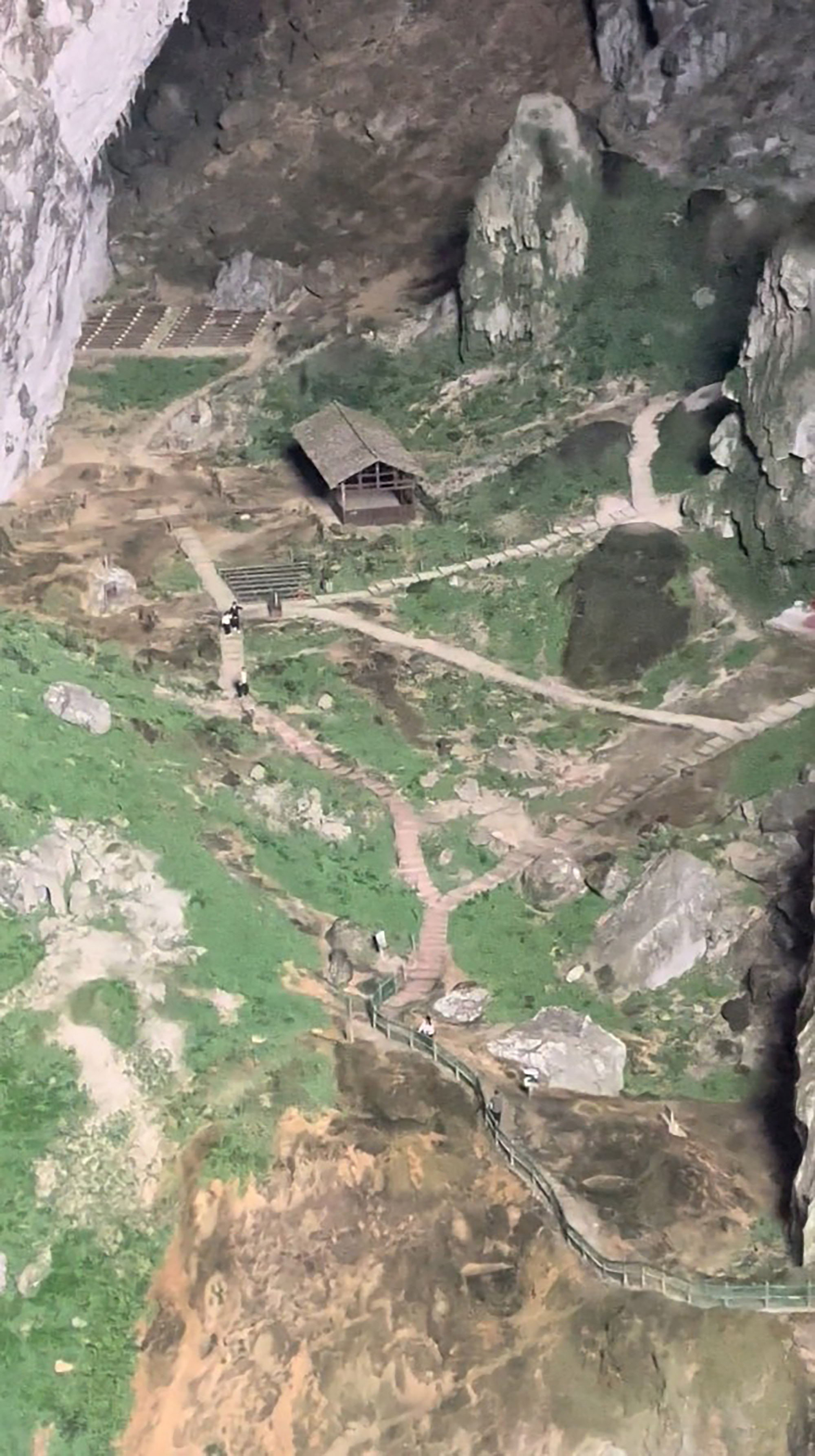 Video shows the settlement inside a cave in Hechi, China, undated