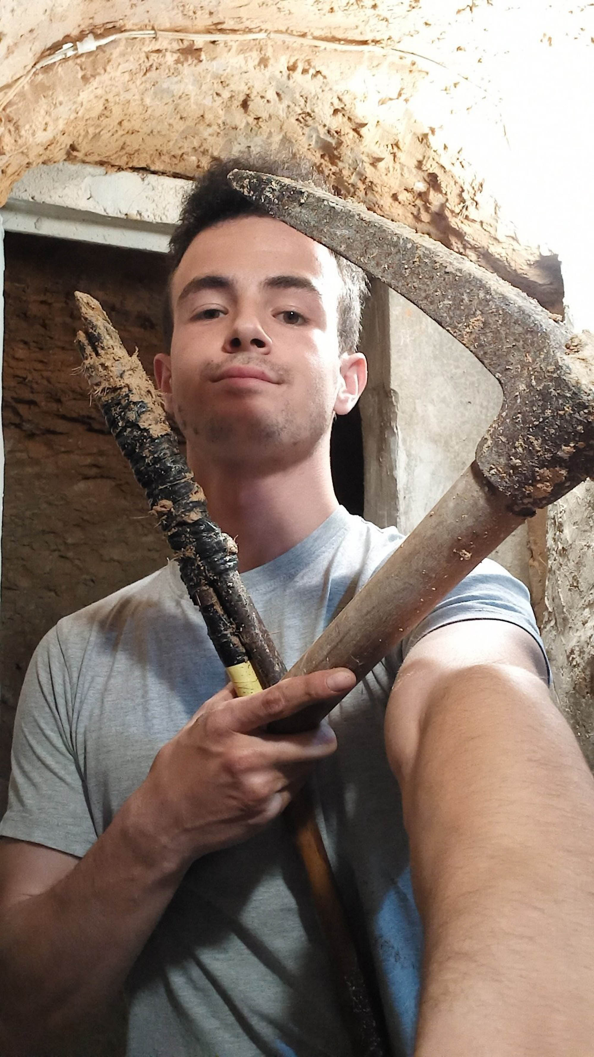 When Andres Canto was angry with his parents in 2015, the then 14-year-old began to dig a hole near his family home, today it is expanded into a cave that is a liveable space, it has three rooms, lighting, heating and Wi-Fi, in Alicante, Spain. Andres Canto